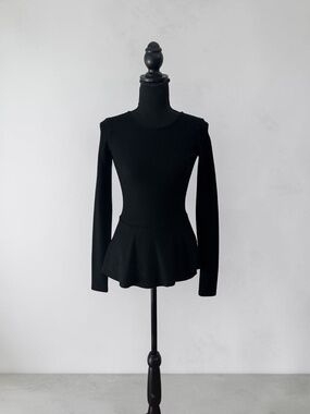 THEORY Black Peplum Knit Top